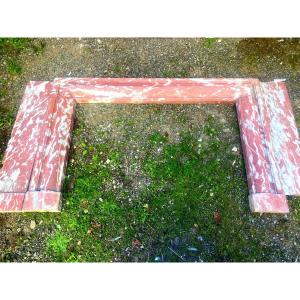 Beautiful Large Louis XIV Style Living Room Fireplace In Red Breccia Marble From Languedoc, 19th Century