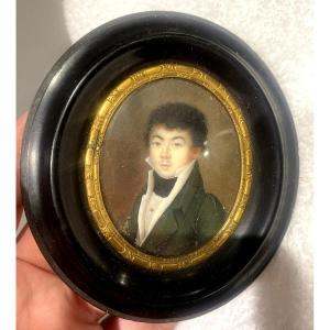 Two Oval Miniature Portraits Of Men On Ivory, Early 19th Century, Framed.