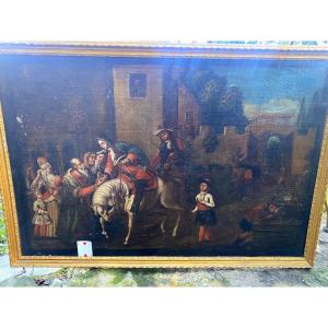 "the Young Louis XIV Horseback Were Welcomed By The Dean Of The Village Before The Moved Crowd.