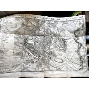 2 Folio Volumes, 1739 "history Of The City Of Montpellier" From Its Origin To The Present Day