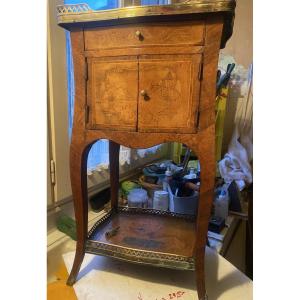 Late 18th Century Swiss Louis XV Style Louis XV Style Salon Cabinet, Richly Inlaid With Marquetry, Double Marble Gallery