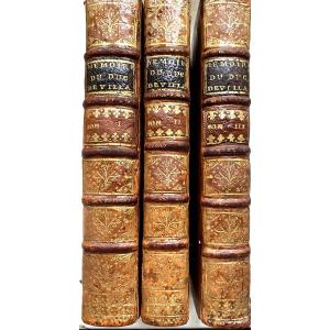 Fine Copy 3 Vol. In 12 In Blond Calf "memoirs Of The Duke Of Villars" Peer Of France, 1739.
