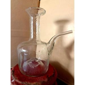 Alchemist's Blown White Glass Flask With Flared Neck And Angled Spout, Late 18th Century