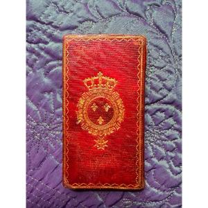  Almanac "at The Arms Of Charles X" In Precious Long-grain Red Morocco Leather Pocket Calendar