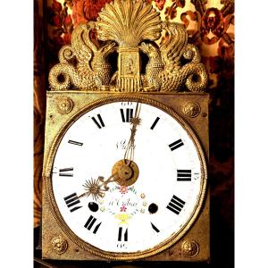 Early 19th Century Hanging Clock Movement With Winged Chimeras, Viala Dial In Trébas.