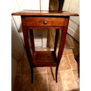 Charming Small 18th-century Cherrywood Side Table In The Louis XV Style, With Two Shelves And One Drawer. 