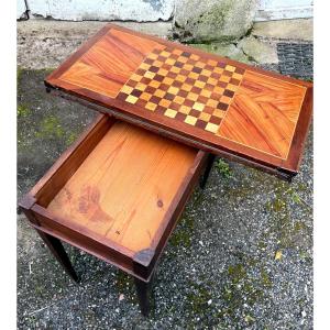 Elegant Late 18th Century Table In Fruitwood And Marquetry, Louis XVI Period Wallet