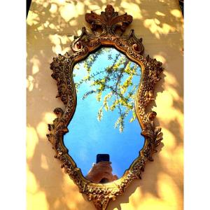 Richly Sculpted Baraque-style Venetian Glass With Gilded Sides.