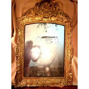 Regency Giltwood Carved Glass: Arched Pediment With Openwork And Flowers, Bérain & Tain Style Surround