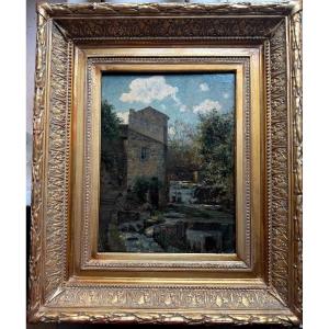 Le Moulin Au Crépuscule H/panel 19th Century Framed By Eug. Decan Salon Des Artistes Français