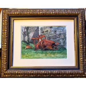 Original Beautiful Framed Watercolor By O Ratyrolle From The