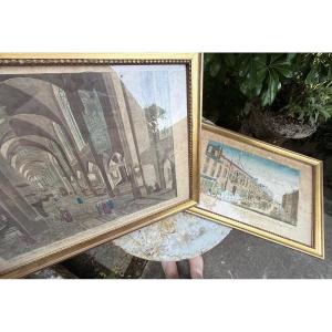 Pair Of Well-framed 18th Century Colored Optical Views Of English Monuments