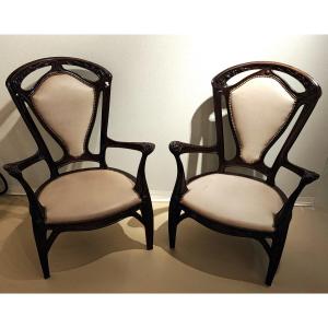 Paire Of Gruber Armchairs In Mahogany