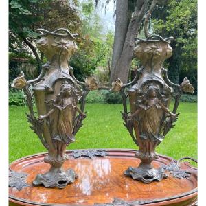 Art Nouveau: Pair Of Regula Vases By Barthélémy