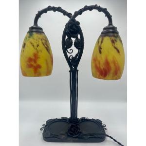 Daum: Double Wrought Iron Lamp