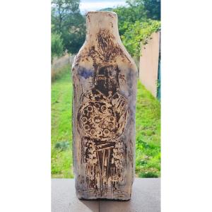 Boris Kassianoff - Large Vallauris Vase In Glazed Ceramic With Warrior Decoration 