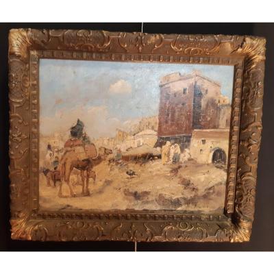 José Navarro Lloréns (1867-1923) - Hsp Arrival Of Camel In Front Of The City