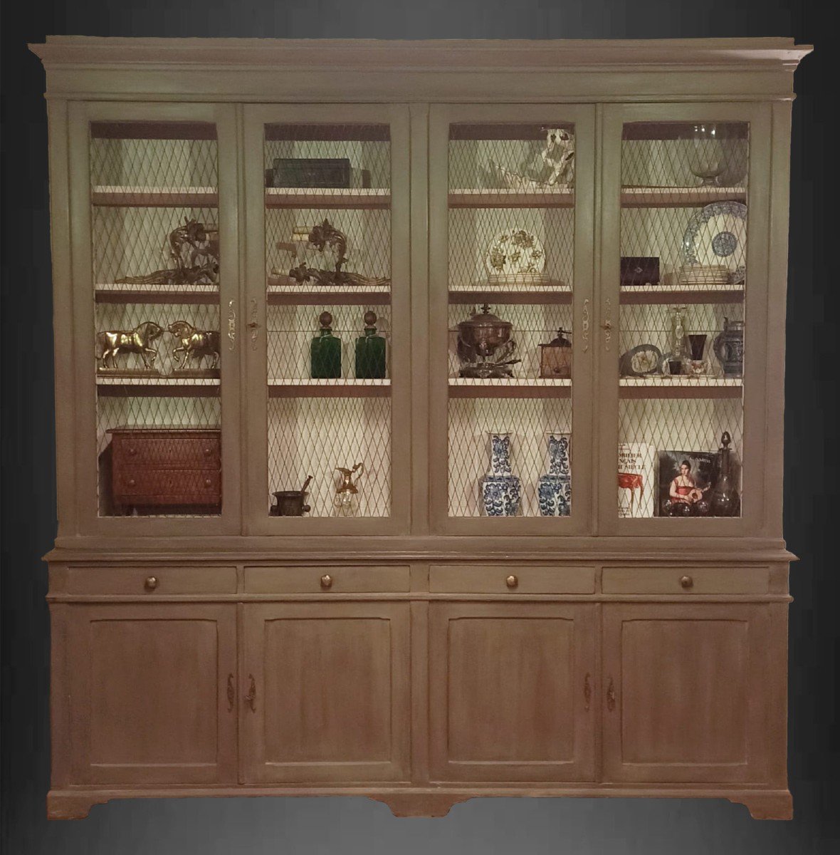 Libreria, mobile da farmacia in legno di abete, XIX secolo, Toscana