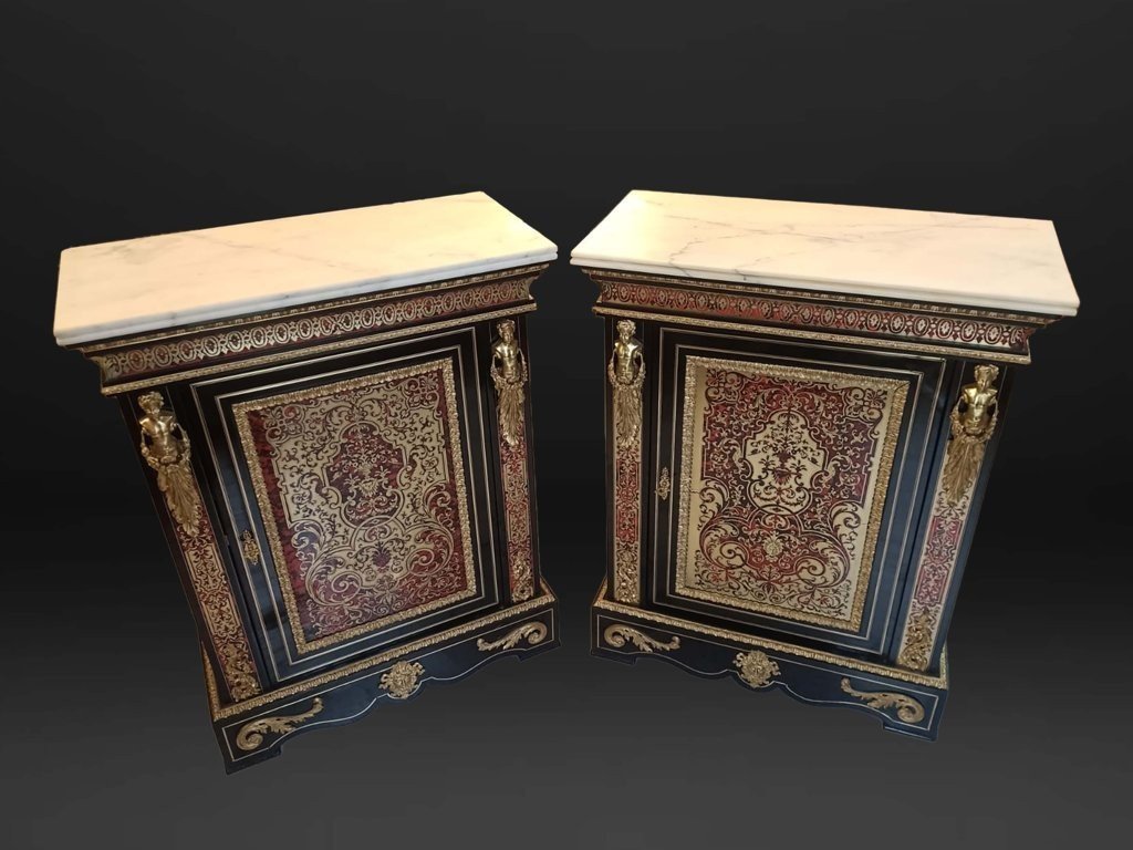Coppia credenze Boulle Napoleone III-photo-4
