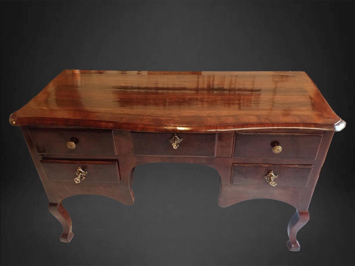 Scrivania Luigi XV in noce e palissandro