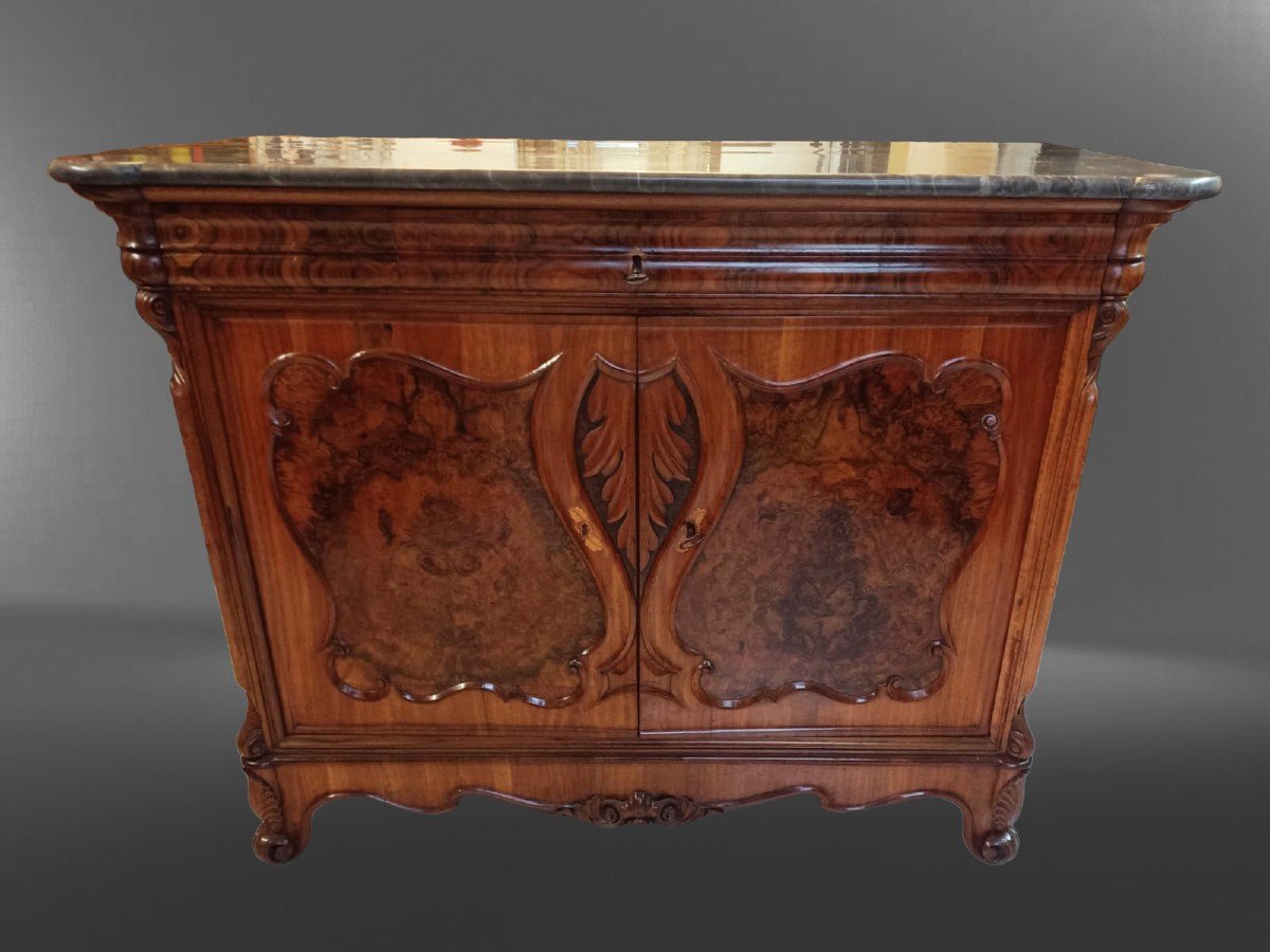 Coppia di credenze liguri in radica di noce.-photo-4