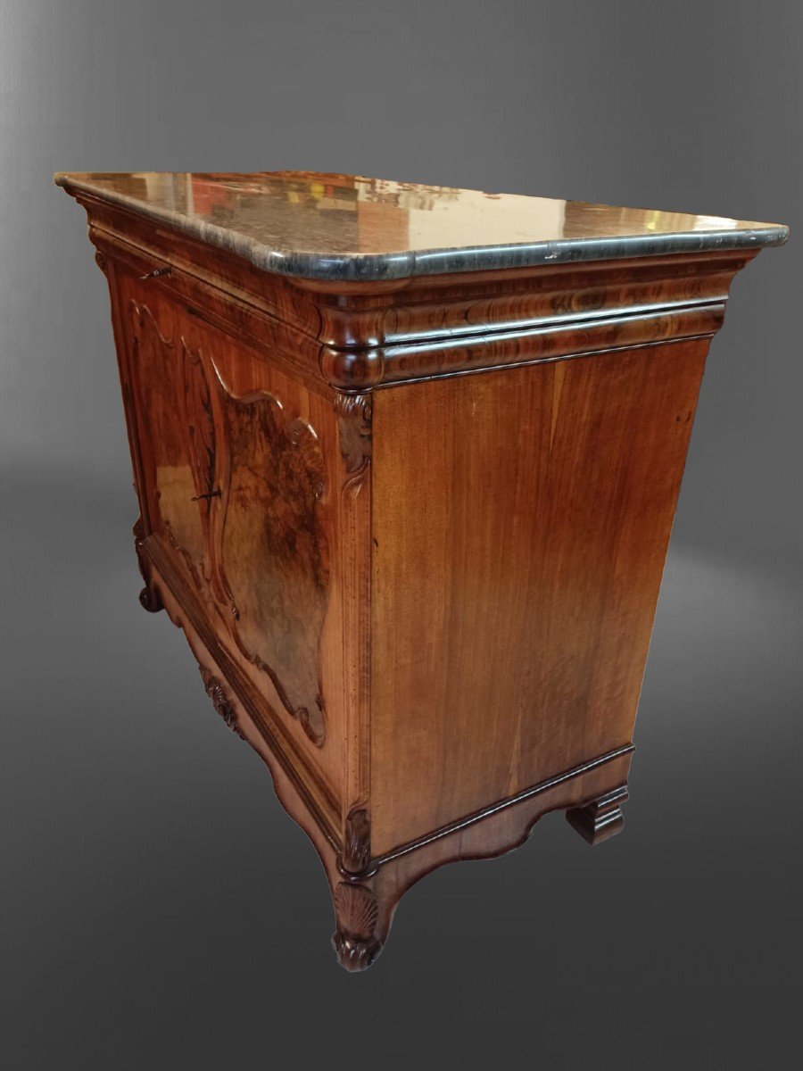 Coppia di credenze liguri in radica di noce.-photo-1