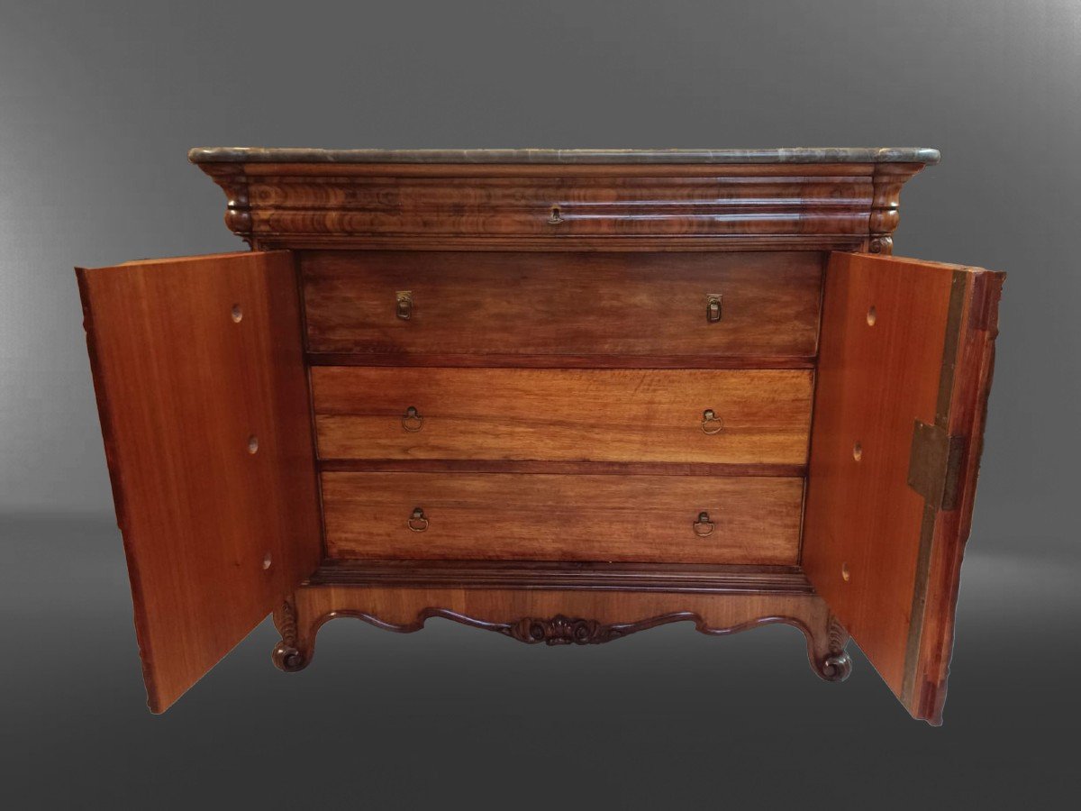 Coppia di credenze liguri in radica di noce.-photo-2