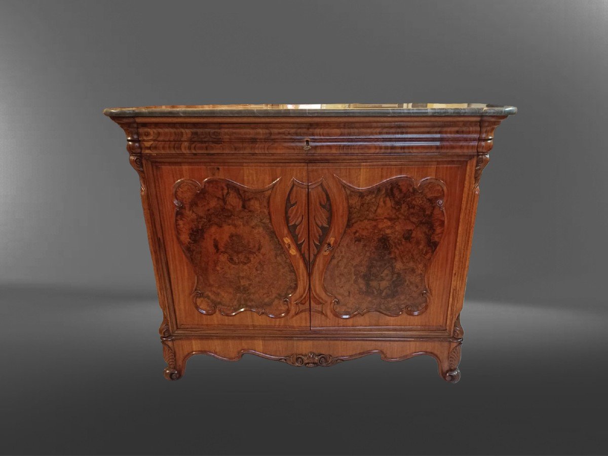 Coppia di credenze liguri in radica di noce.-photo-6