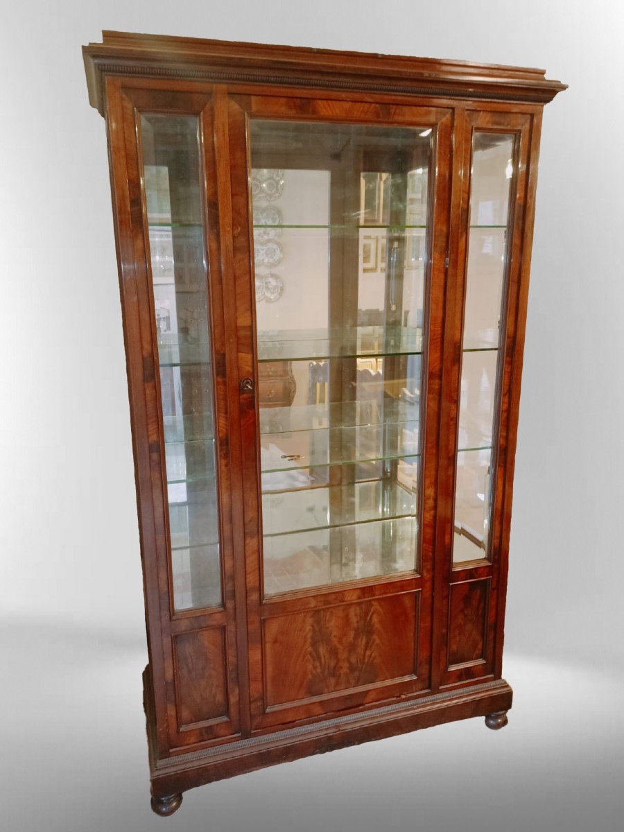 Vetrina Ligure In Piuma Di Mogano XIX  Firmata ISSEL GENOVA-photo-2