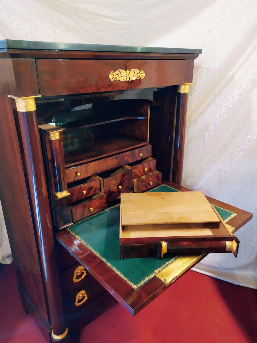 Secrétaire secretaire Empire En Acajou, France, XIX Siècle-photo-6