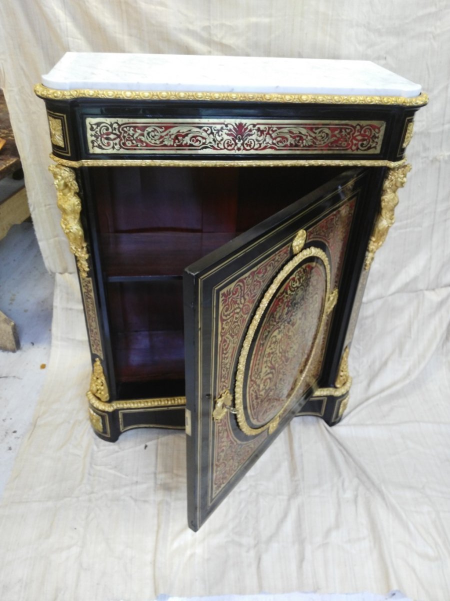 Meuble Buffet à Hauteur D’appui, époque Napoléon III, Marqueterie Boulle-photo-3