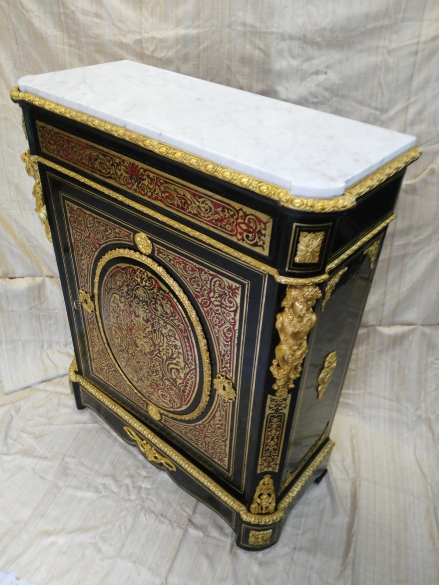Meuble Buffet à Hauteur D’appui, époque Napoléon III, Marqueterie Boulle-photo-4