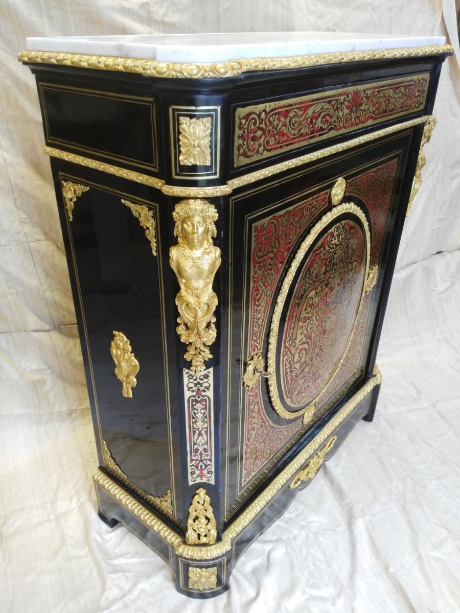 Meuble Buffet à Hauteur D’appui, époque Napoléon III, Marqueterie Boulle-photo-8