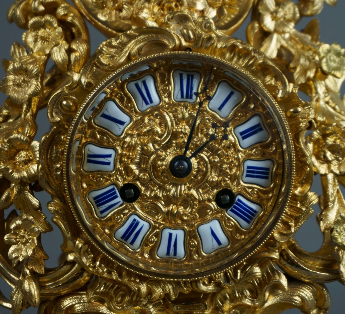 Pendule, Horloge Rocaille En Bronze Doré De Style Louis XV, époque Napoléon III-photo-1