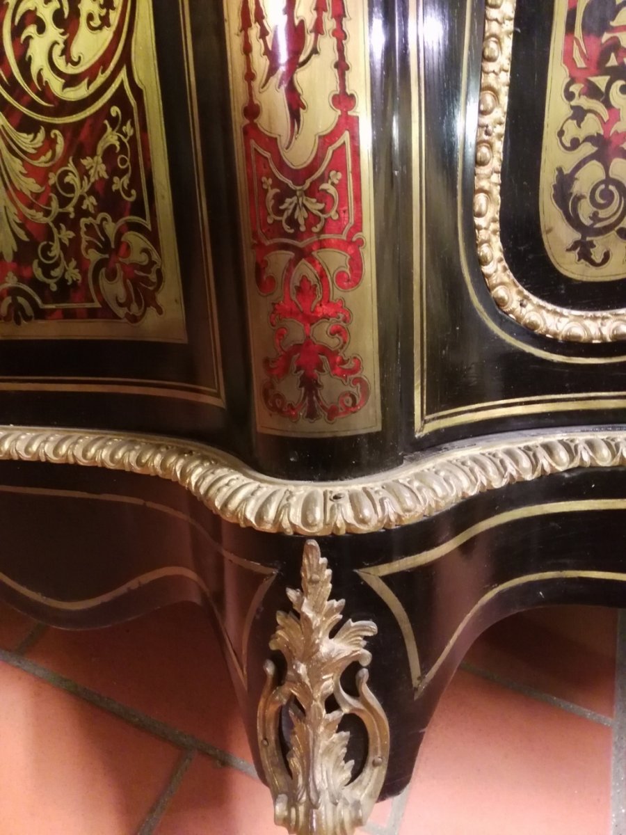 Meuble Buffet à Hauteur d'Appui époque Napoléon III,  Marquterie Boulle, XIX siécle-photo-2