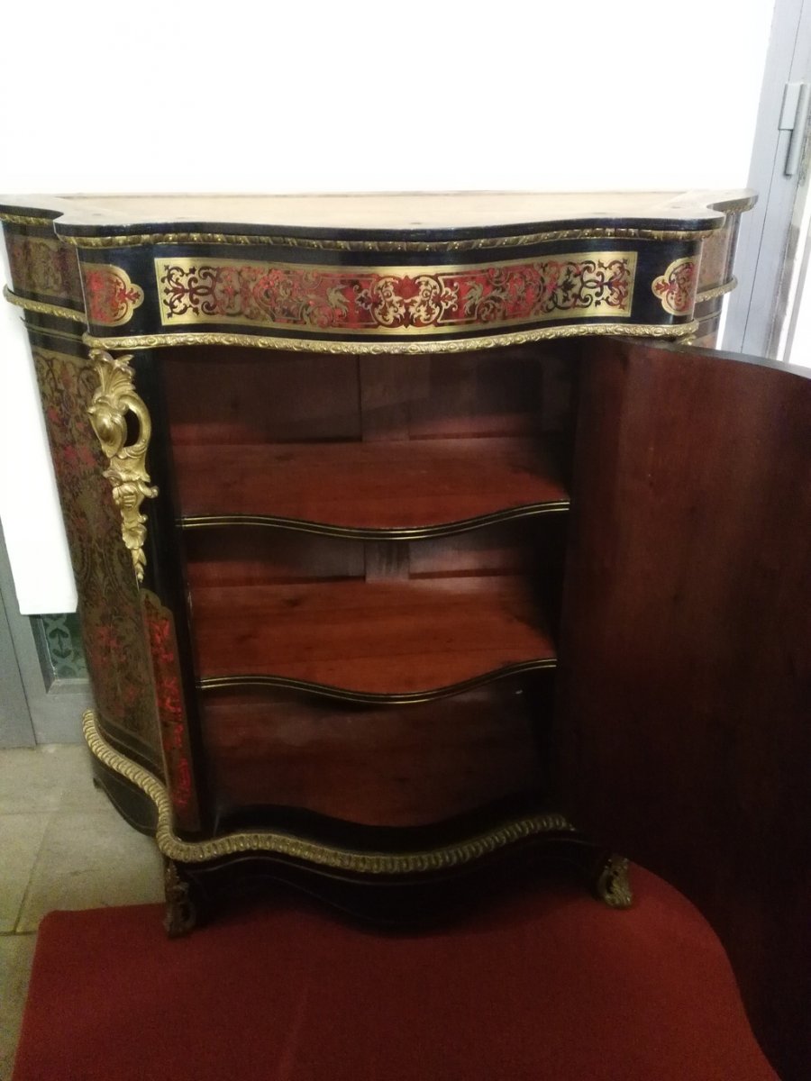 Meuble Buffet à Hauteur d'Appui époque Napoléon III,  Marquterie Boulle, XIX siécle-photo-4