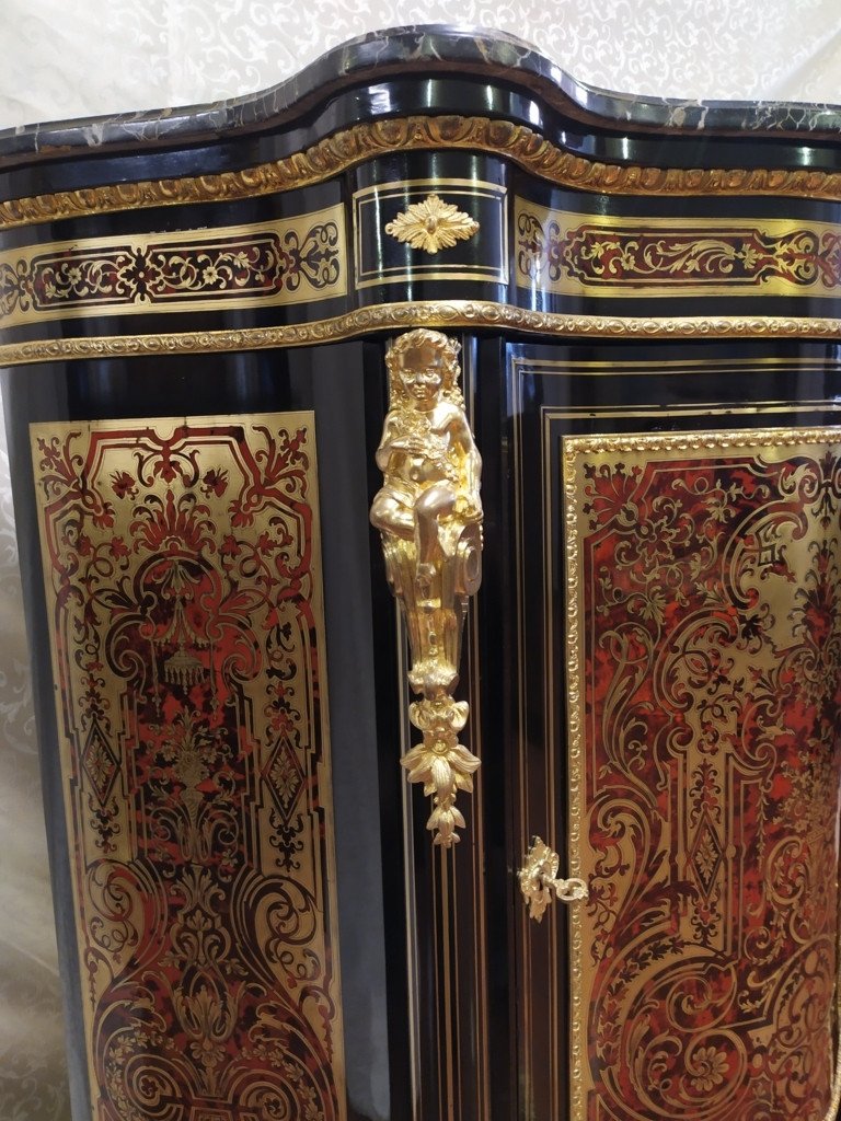 Meuble d'Appui, Buffet à Hauteur époque Napoléon III, Marquterie Boulle-photo-1