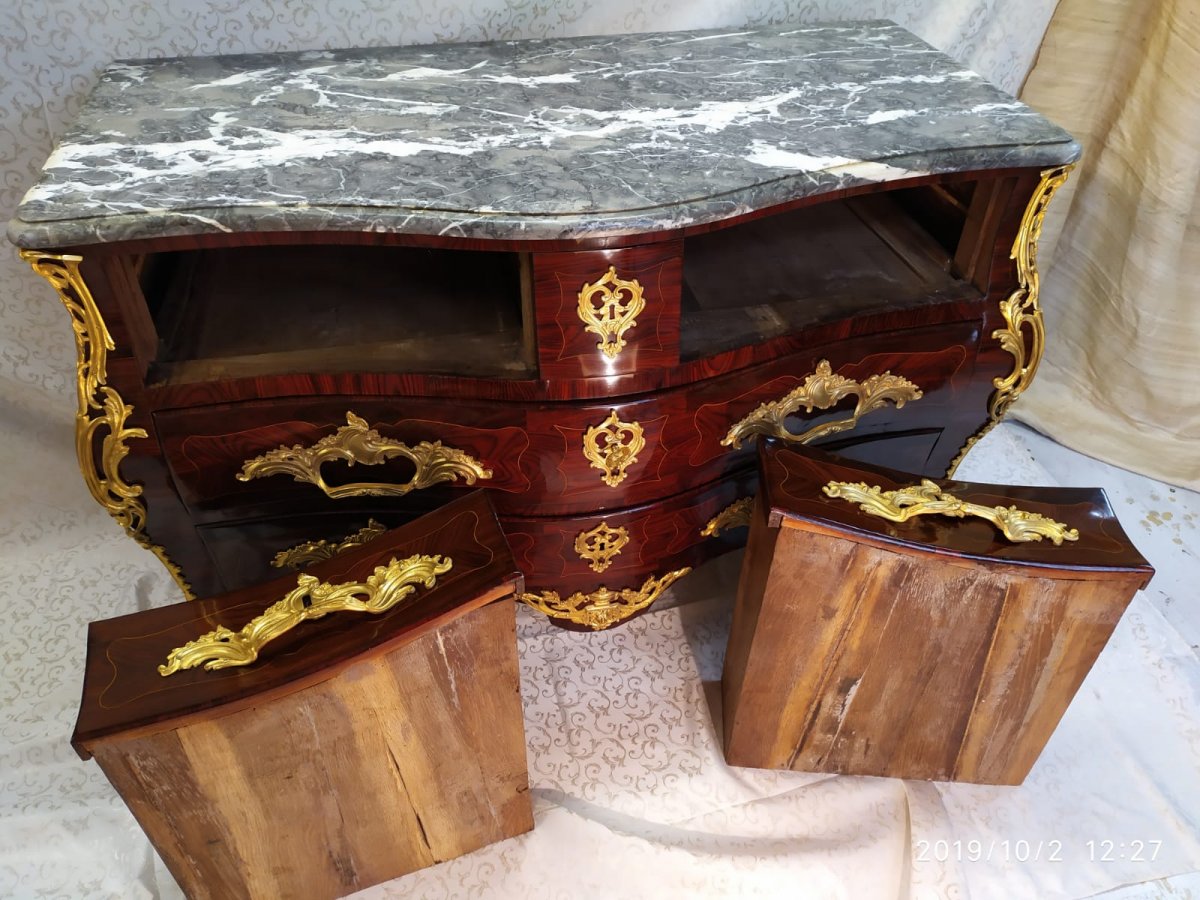 Commode Tombeau En Palissandre, Epoque Louis XV, Régence, Estampillé A. Dav XVIII Siècle-photo-4