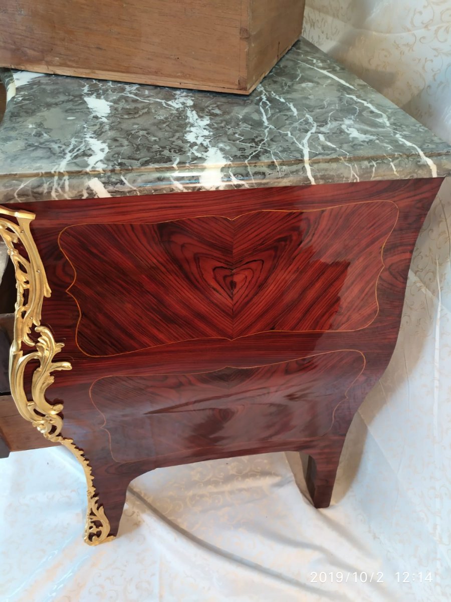 Commode Tombeau En Palissandre, Epoque Louis XV, Régence, Estampillé A. Dav XVIII Siècle-photo-3