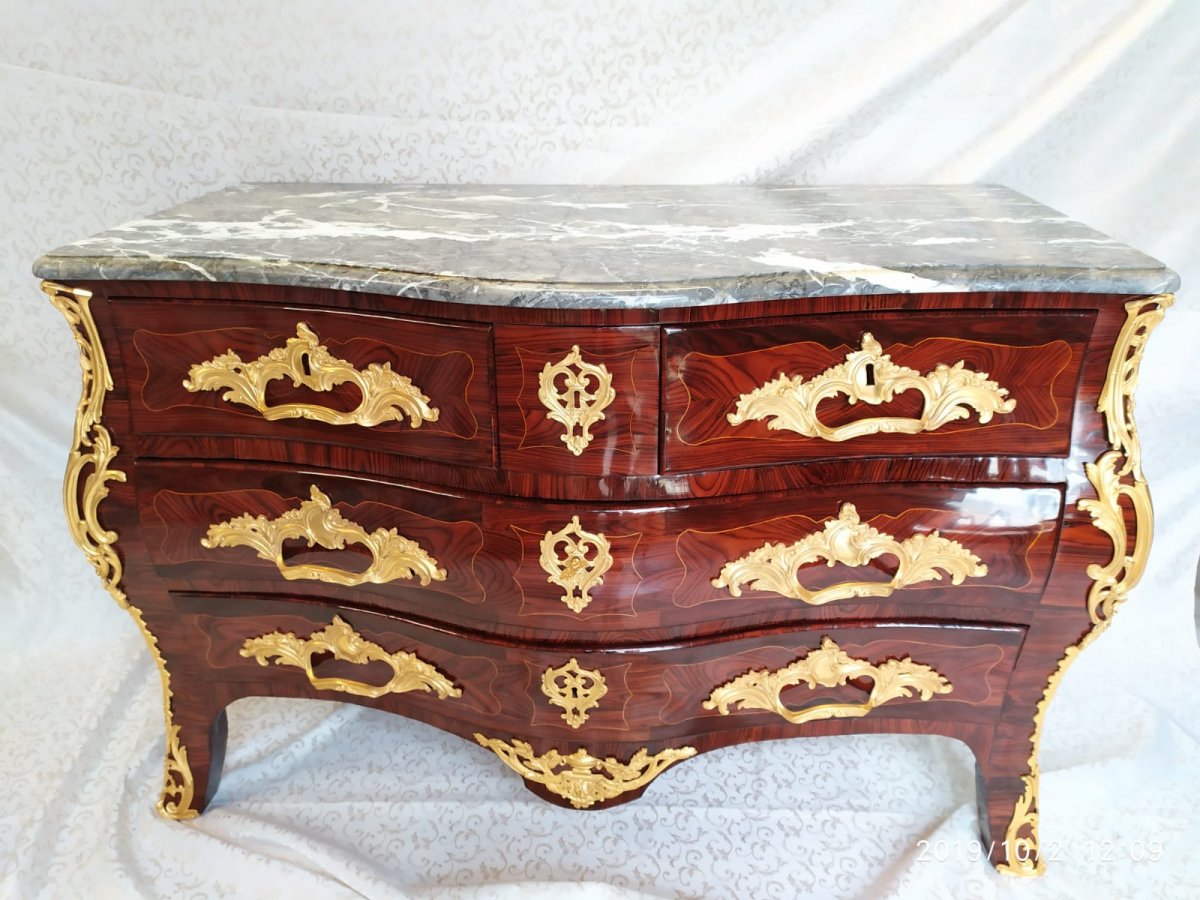 Commode Tombeau En Palissandre, Epoque Louis XV, Régence, Estampillé A. Dav XVIII Siècle-photo-7