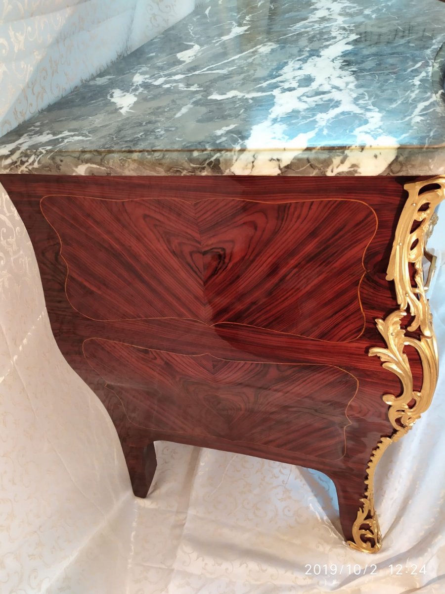 Commode Tombeau En Palissandre, Epoque Louis XV, Régence, Estampillé A. Dav XVIII Siècle-photo-8