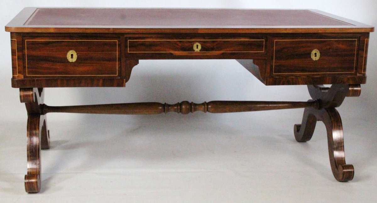 Grand Bureau Plat, De Style Charle X, France XIX  Siècle