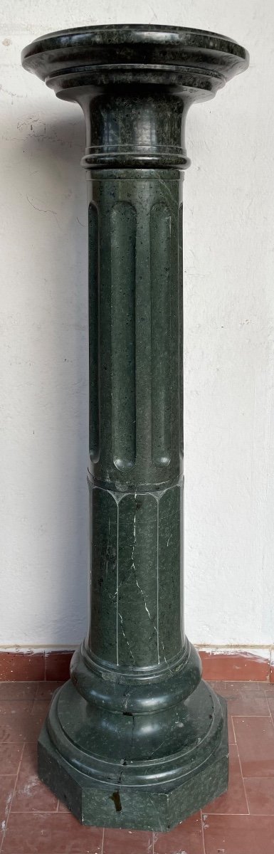 Colonna per sculture in marmo verde XX secolo-photo-1