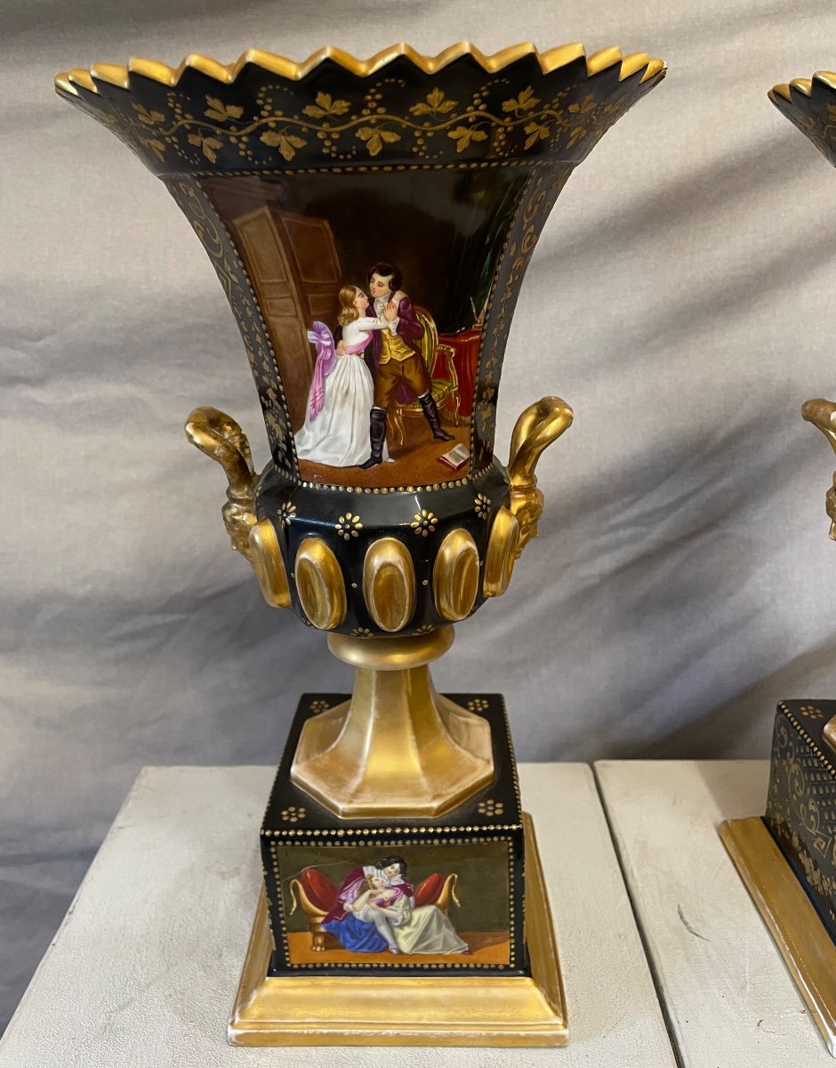 Coppia di vasi in porcellana Francia epoca Carlo X-photo-2