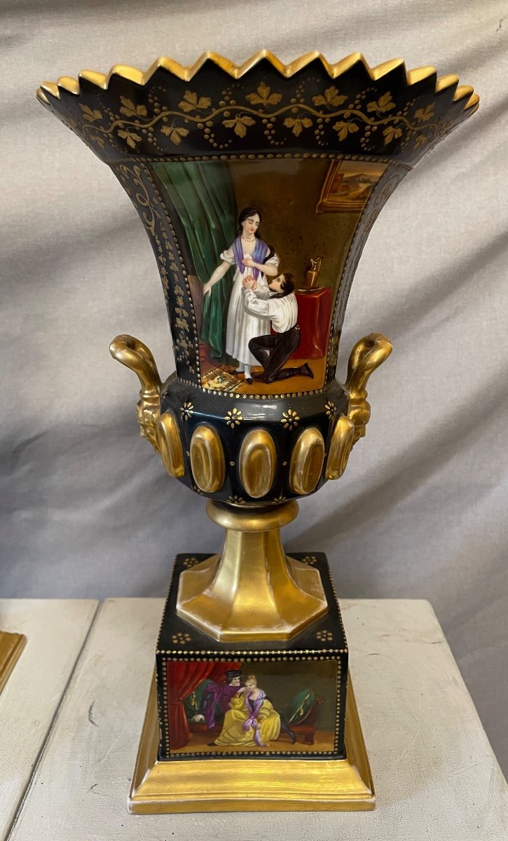 Coppia di vasi in porcellana Francia epoca Carlo X-photo-3