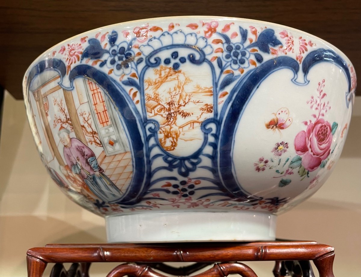 Grande coppa in porcellana dipinta XVIII secolo-photo-3