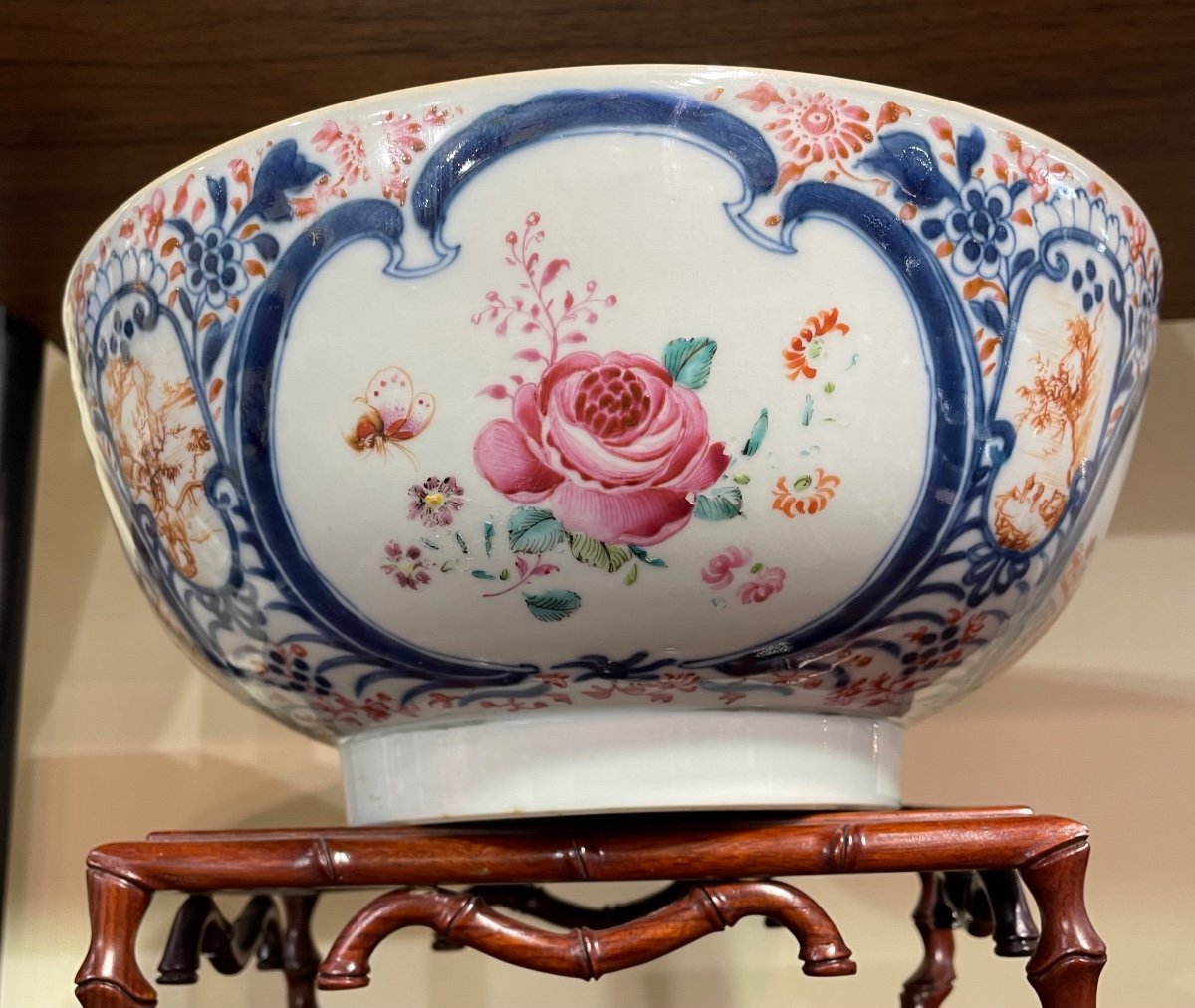 Grande coppa in porcellana dipinta XVIII secolo-photo-4