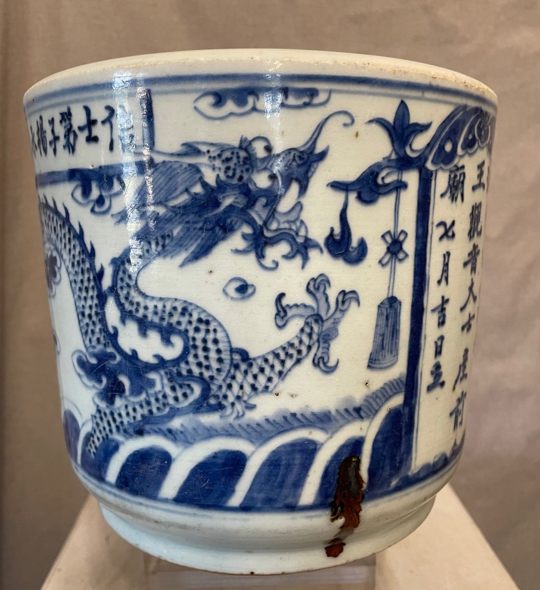 Incensiere da altare privato bianco e blu Cina XIX secolo-photo-3