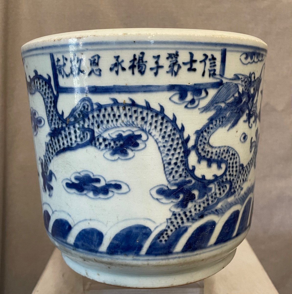 Incensiere da altare privato bianco e blu Cina XIX secolo-photo-4