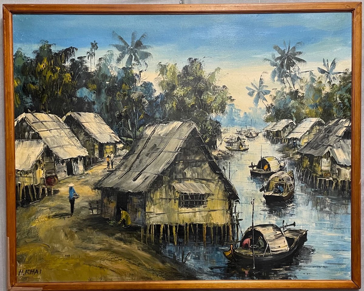 Dipinto Vietnamita olio su tela XX secolo